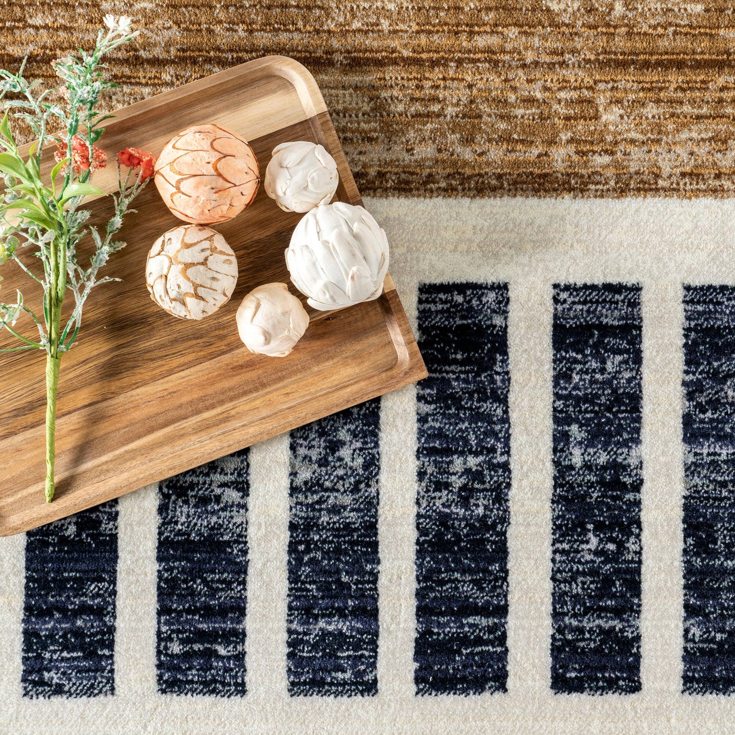 Keeva Modern Striped Fringe Area Rug