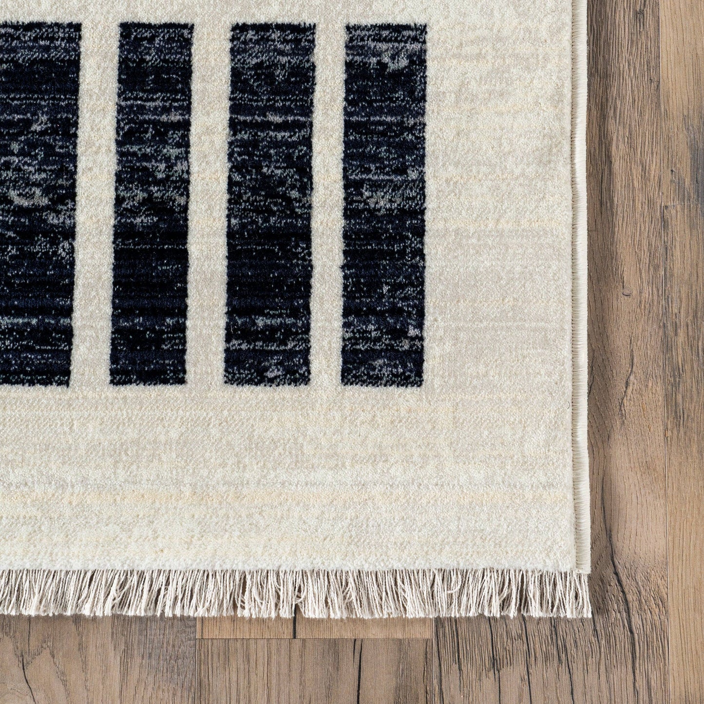 Keeva Modern Striped Fringe Area Rug