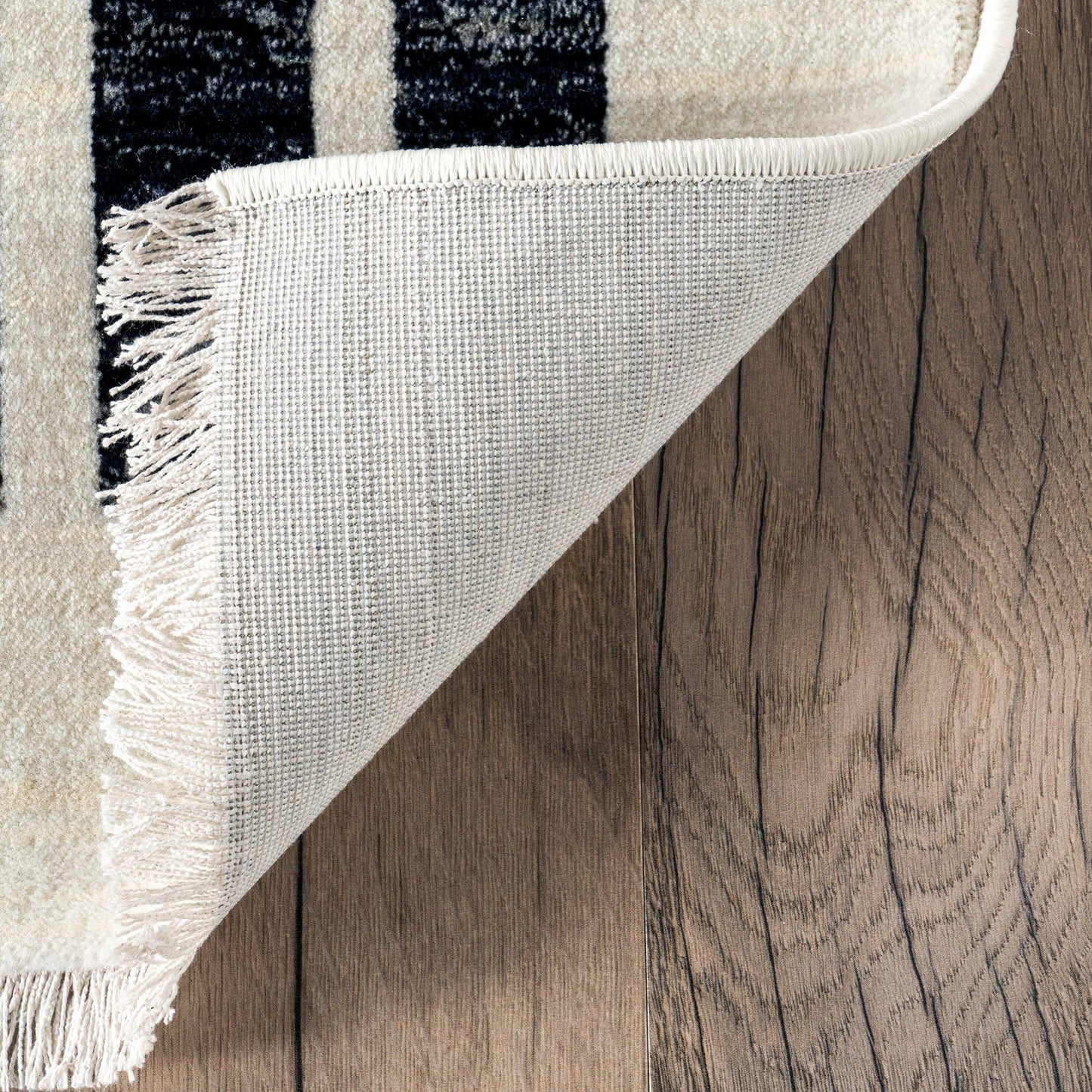 Keeva Modern Striped Fringe Area Rug