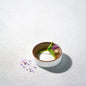 Vikko Stoneware Palm Mini Plate Cream White Brown Rim