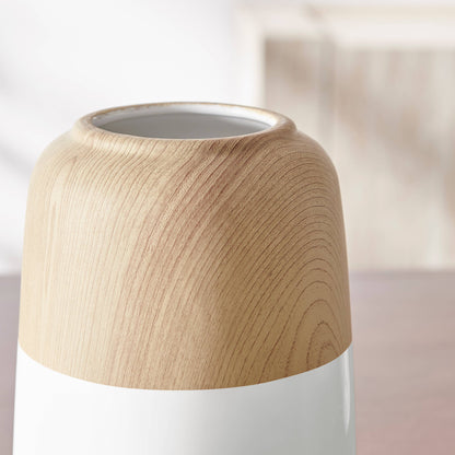 Nora Burk Two Tone Cylindrical Table Vase White and Beech
