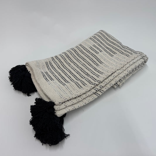Black and White Tassel Throw