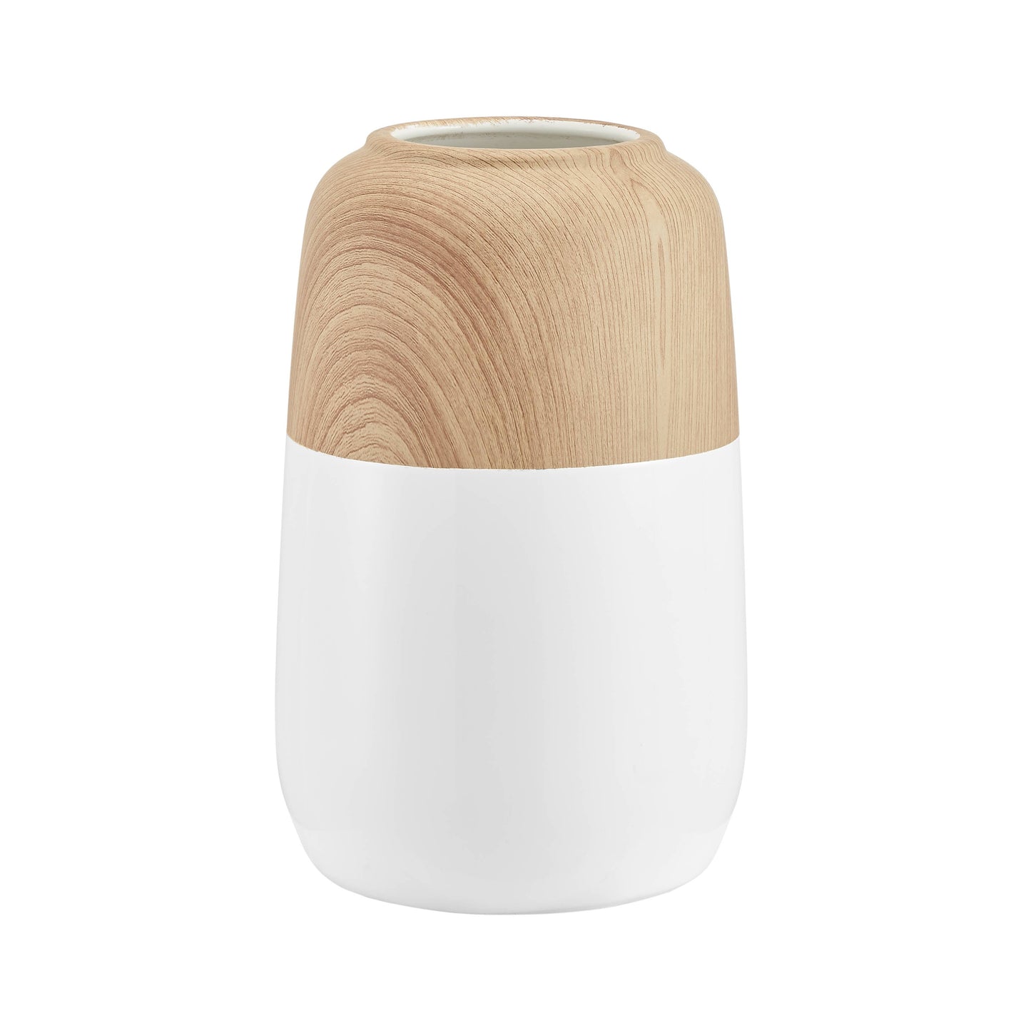 Nora Burk Two Tone Cylindrical Table Vase White and Beech