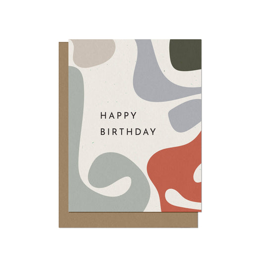 Happy Birthday Groovy Shapes Blank Card